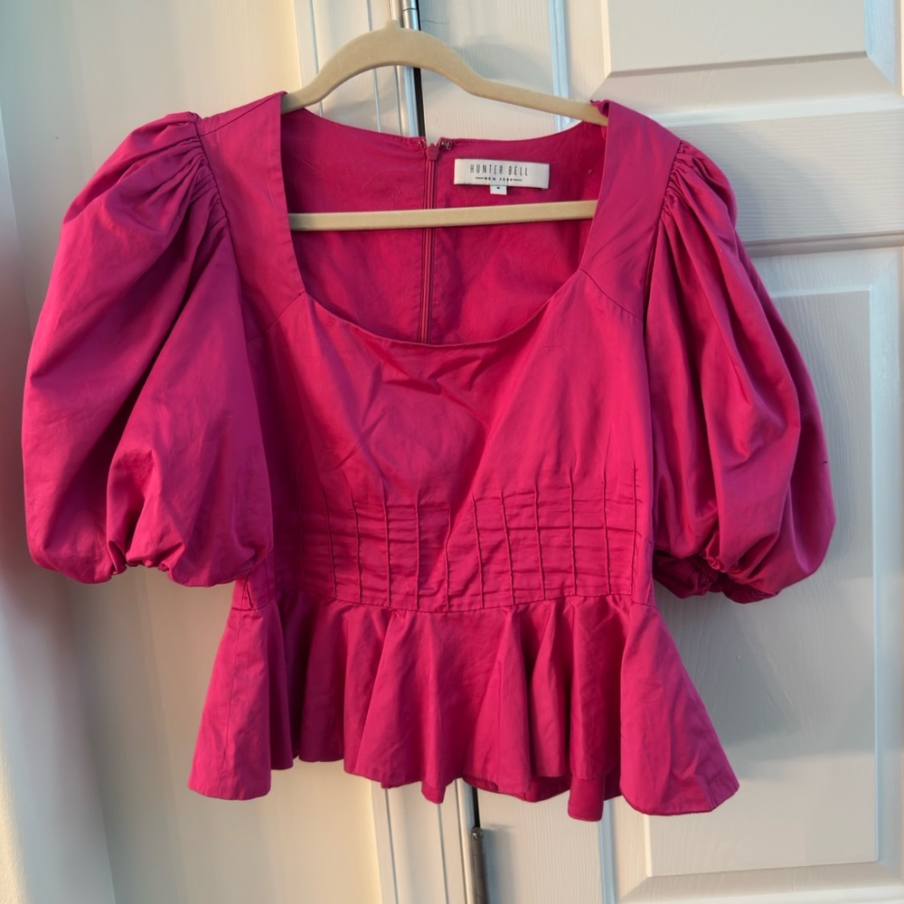 Hunter Bell Fuchsia Puff Sleeve Blouse
